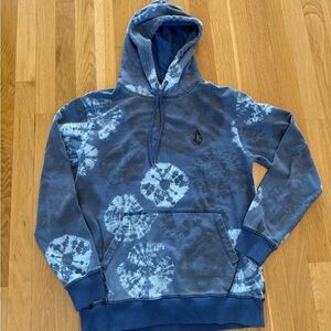 Volcom Blue Tie Dye Hoodie Sweatshirt Pullover Stone Logo Men's/Unisex Small